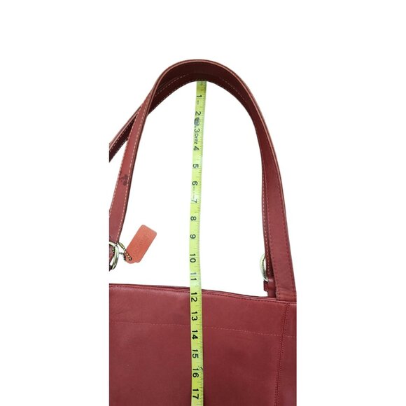 Vintage Coach Leather Tote Bag Burgundy Red USA Made Shopper Shoulder Bag - Picture 14 of 16